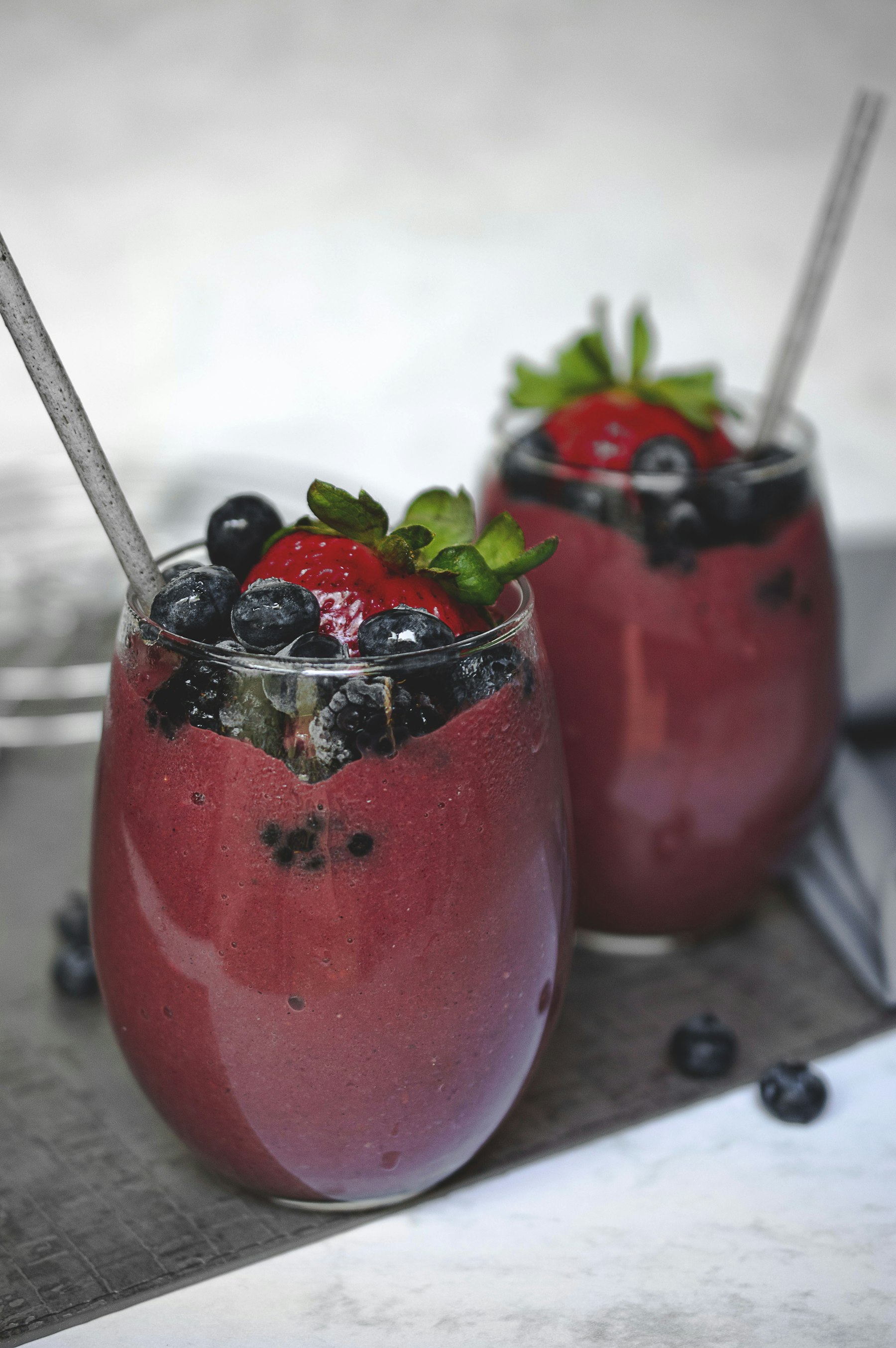 Two berry smoothies